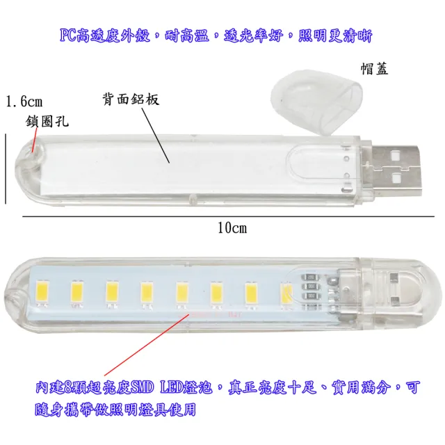 【月陽】USB超亮8LED4W燈檯燈閱讀燈小夜燈手電筒送蛇頸延長線(HL8SL)