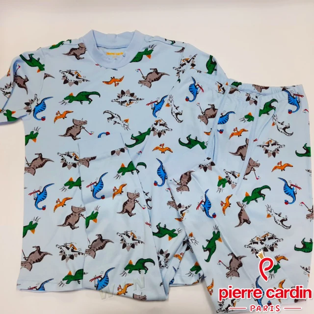 pierre cardin 皮爾卡登 男兒童100%純棉半高領長袖衛生衣褲組(KD270013度假恐龍)