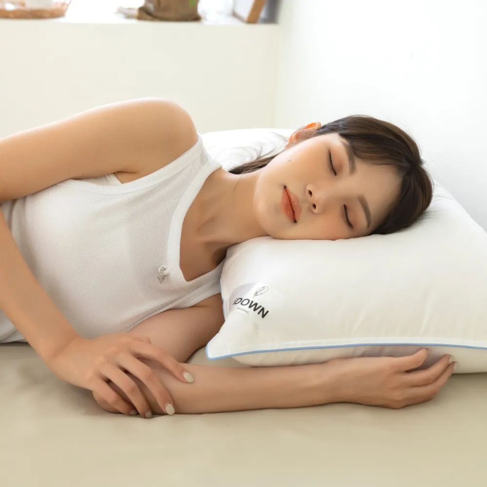 【iDOWN BEDDING】滾邊舒眠羽絨枕 1 入組(睡感不要太軟、不要太硬 - 軟硬適中)