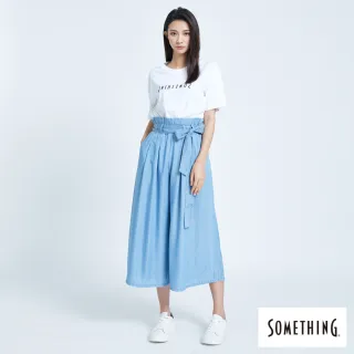 【SOMETHING】女裝 天絲束袋型闊腿褲(漂淺藍)