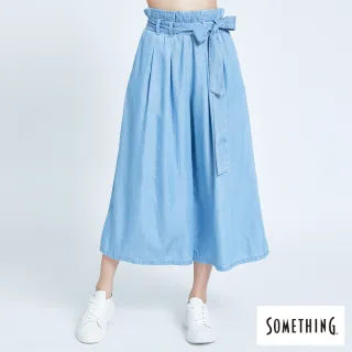 【SOMETHING】女裝 天絲束袋型闊腿褲(漂淺藍)