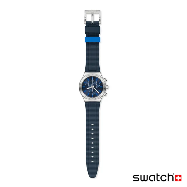 【SWATCH】金屬Chrono系列手錶ELECTRIC BLUE 沉穩藍 瑞士錶 錶 三眼 計時碼錶(43mm)