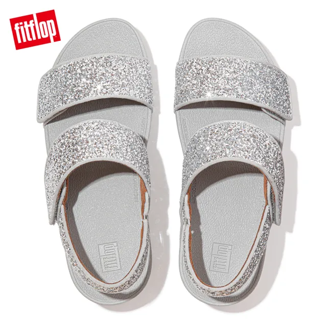 【FitFlop】MINA GLITTER MIX BACK-STRAP SANDALS 寬帶可調整式後帶涼鞋-女(銀色)