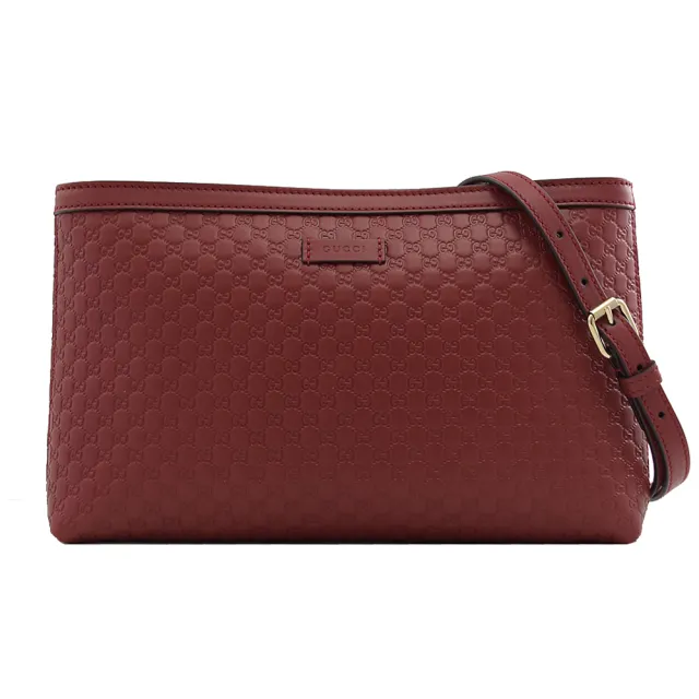 【GUCCI 古馳】Gutchishima 經典雙G壓紋手拿包斜背包(紅)