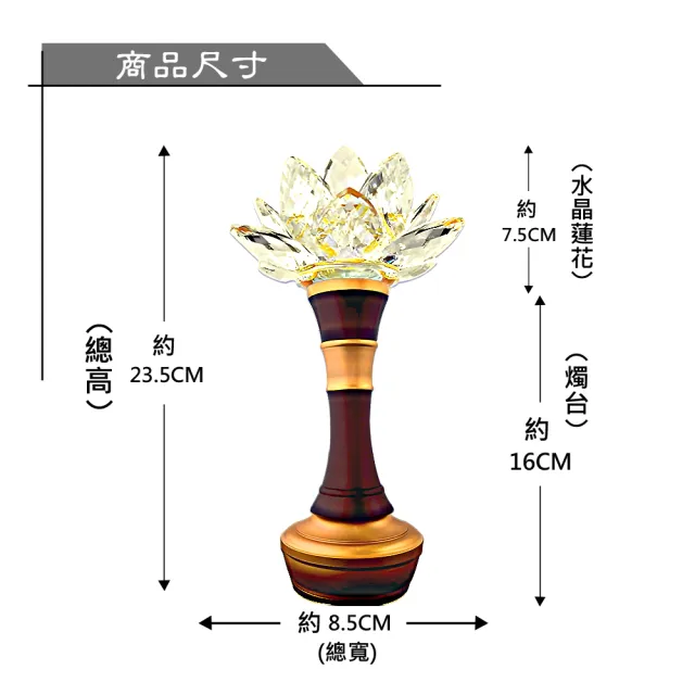 【新韻傳音】水晶蓮花燈 佛堂供燈 高23.5公分(USB、電池雙供電模式 中元普渡拜拜)