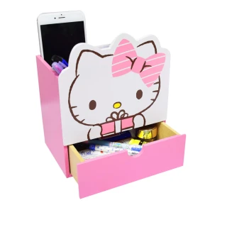【HELLO KITTY】凱蒂貓 造型分格收納 單抽屜盒 置物盒 筆桶 桌上 文具收納(正版授權台灣製)