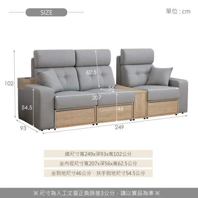 【時尚屋】[MX20]傑拉爾三人座多功能單隔涼感耐磨沙發(可選色/免組裝/免運費/沙發)