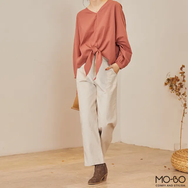 【MO-BO】簡約方型口袋直筒褲(褲子)