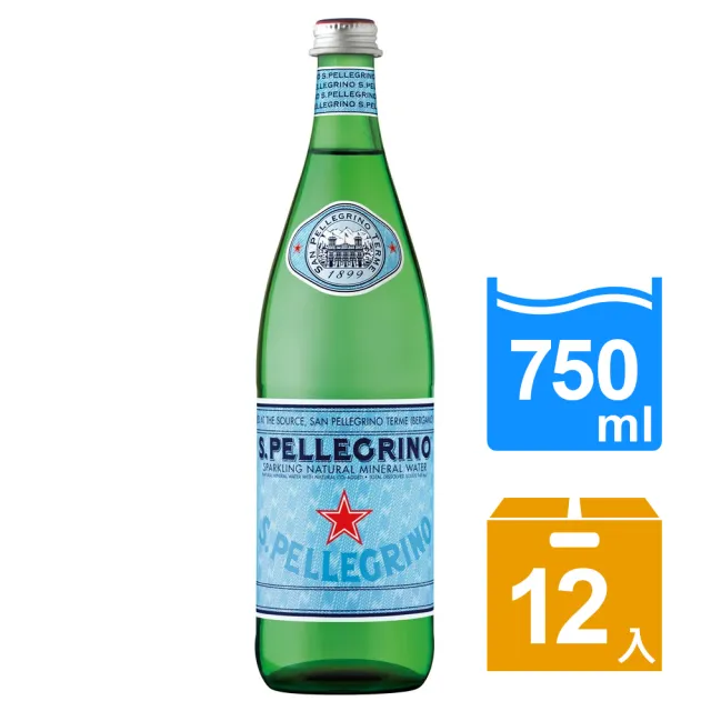 【聖沛黎洛】天然氣泡礦泉水玻璃瓶裝750mlx12入/箱