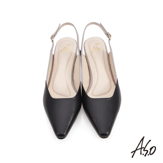【A.S.O 阿瘦集團】職場通勤 健步美型時尚方釦中跟鞋(黑)