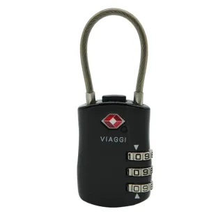 【VIAGGI】VIAGGI TSA海關鋼繩密碼鎖(黑色)