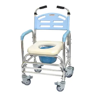 【恆伸醫療器材】ER-43012-88 鋁合金 固定式便椅 /便盆椅/洗澡椅/塑膠輪(背靠升級 可置於家用馬桶上)