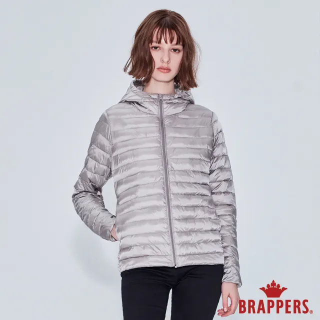 【BRAPPERS】女款 短版仿絨棉連帽外套(淺灰)