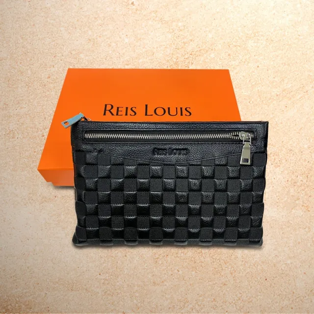 【REIS LOUIS 李斯路易斯】真皮 浮雕棋盤格男士牛皮手拿包(真皮包包 浮雕棋盤格 牛皮手拿