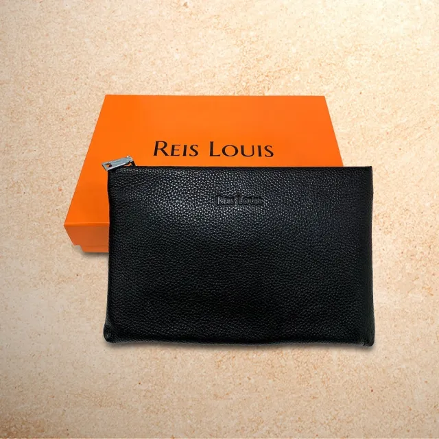 【REIS LOUIS 李斯路易斯】真皮 荔枝紋牛皮素面男士手拿包(真皮包包 荔枝紋 素面)