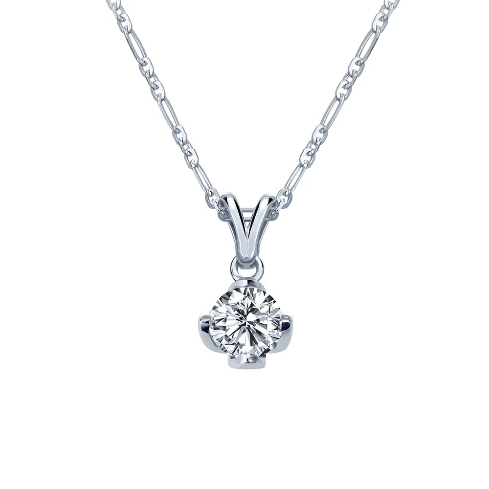 【彩糖鑽工坊】30分鑽石 18K 鑽石項鍊 鬱金香項鍊(鑽石 F成色 鑽石項鍊)