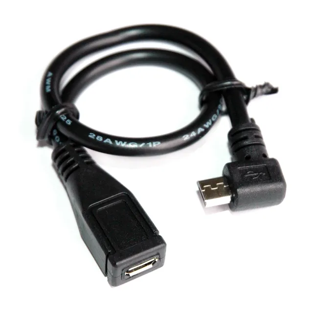 【Fujiei】Micro USB母轉micro USB公90度彎頭傳輸充電線 25cm(Micro USB延長線)