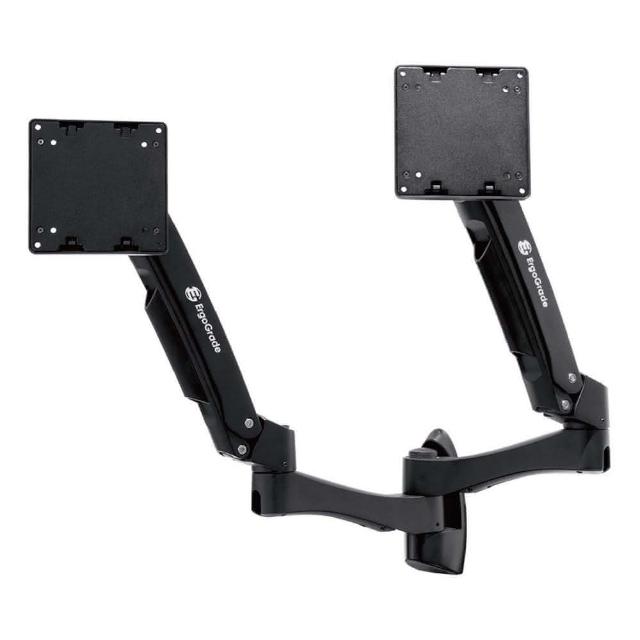ErgoGrade EGATW40Q 壁掛架專為20吋以下至32吋螢幕設計，臺灣原廠製造，提供5年保固。黑色鋼鋁合金材質，尺寸467x423x150mm，VESA最大100x100mm安裝孔位，單一螢幕承重2-10kg（曲面螢幕限5.5kg）。適合辦公與家用，提升空間利用率，穩定耐用壁掛解決方案。