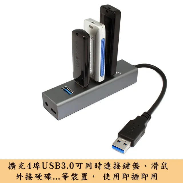 【Fujiei】鋁合金USB3.0 4埠HUB集線器(USB協會認證台灣製晶片)