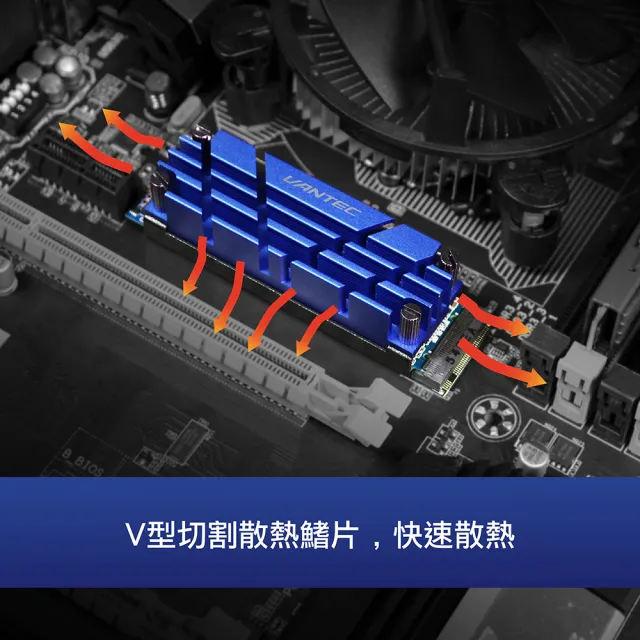 【Vantec 凡達克】ICEBERQ M.2 NVMe / SSD散熱組-藍色(HS-NVME150-BL)