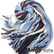 【AnnaSofia】仿羊絨大披肩圍巾-軟柔Q感層色線厚織 現貨(深淺藍系)