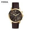 【FOSSIL 官方旗艦館】Neutra新雅仕計時棕色真皮指針手錶 44 mm FS5763