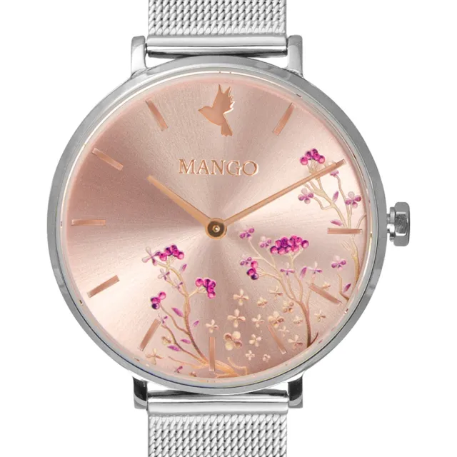 【MANGO】穩穩的幸福時尚米蘭帶腕錶-MA6767L-10(淡粉面/34mm)