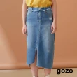 【gozo】率性開衩合身牛仔裙(兩色)