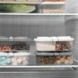 【Dagebeno荷生活】雙格掀蓋保鮮盒 廚房冰箱食材分類密封罐 整齊疊放不雜亂(4入2灰2白)