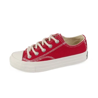 【E&B】線條塗鴉個性厚底帆布鞋(紅)