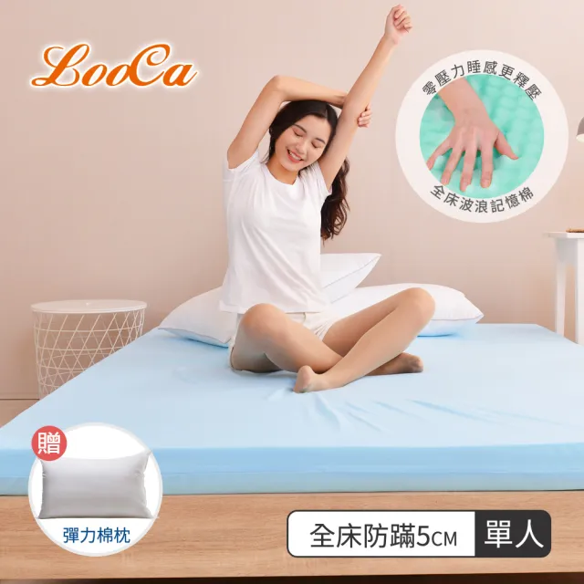 【LooCa】單人3尺 法國防蹣5cm記憶床墊90x188cm-送枕X1｜宿舍床墊