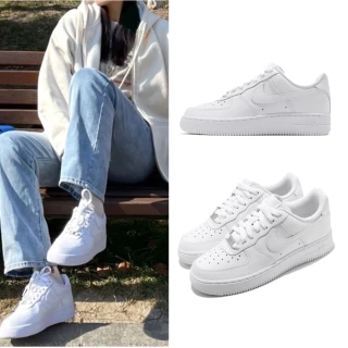 【NIKE 耐吉】休閒鞋 Wmns Air Force 1 07 運動 女鞋 男鞋 經典款 AF1 皮革 小白鞋 全白(DD8959-100)