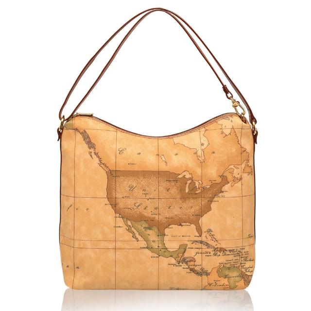 【Alviero Martini】義大利地圖包 經典肩背包(地圖黃)