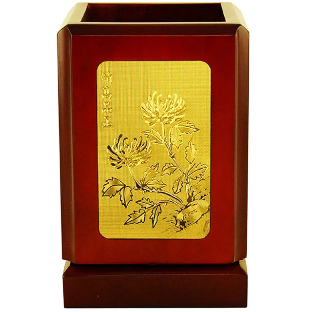 【開運陶源】四君子  梅蘭竹菊(文具筆筒  飾金金箔畫禮物)