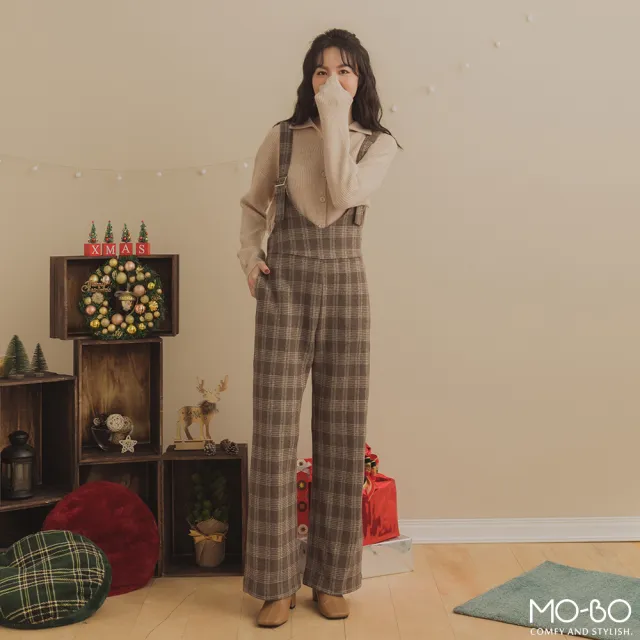 【MO-BO】遠方捎來的祝福格紋連身褲(褲子)