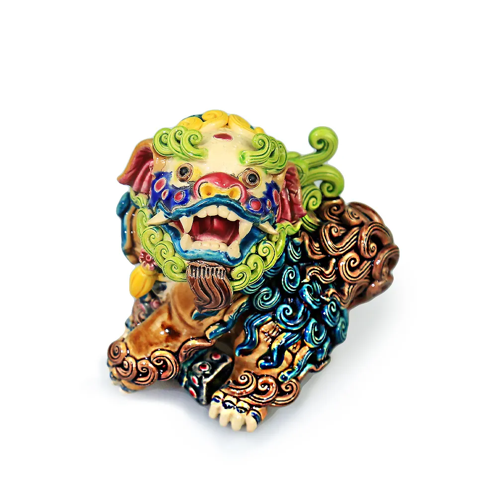 開運方程式】台灣交趾陶振氣壯威號角獅(台灣名師交趾陶NO.273-4 開運