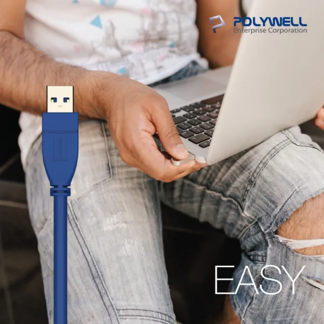 【POLYWELL】USB3.0 Type-A公對A母 3A高速延長線 1M(適用於延長設備USB插座)