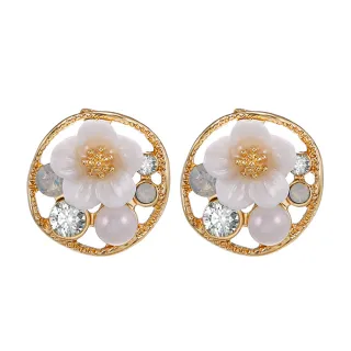【MISS KOREA】韓國設計S925銀針清新立體花朵珍珠寶石造型耳環