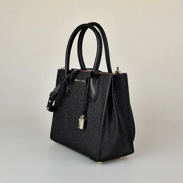 【Michael Kors】MICHAEL KORS MESSENGER金字LOGO荔枝紋牛皮手提斜背包(中/多色)