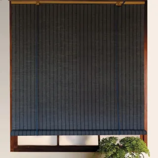 【特力屋】直條麻編捲簾-藍120x165cm
