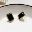 【INES】韓國設計S925銀針幾何方形寶石耳環