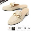 【HIKOREA】韓國空運/版型偏小。韓系優雅鎖鏈金屬皮革小白鞋穆勒鞋(71-3221三色/現貨)