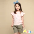 【Azio Kids 美國派】女童 上衣 手繪兔子印花荷葉邊短袖上衣(粉)