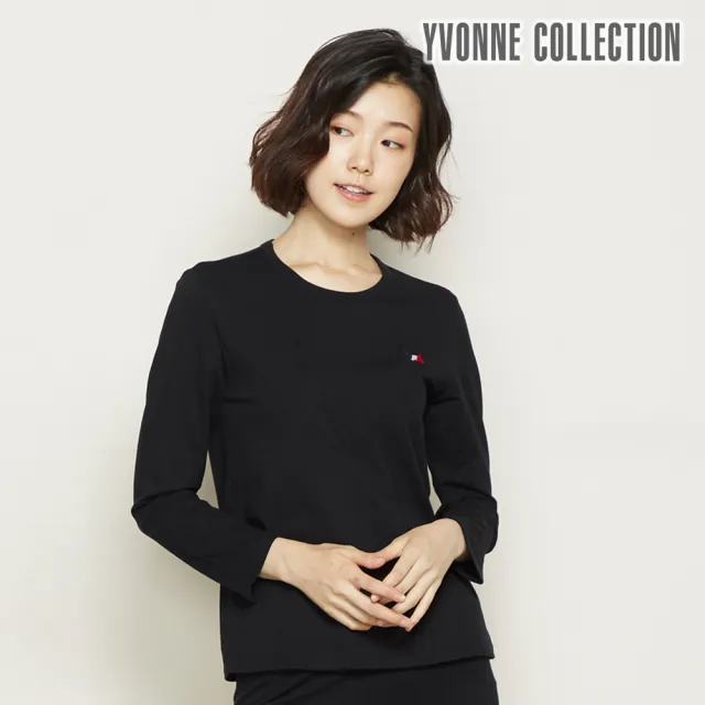 【YVONNE 以旺傢飾】三色梗犬繡花長袖上衣(黑L)