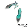 【MODA Luxury】奢華閃耀拼接後繫帶尖頭高跟鞋(藍)