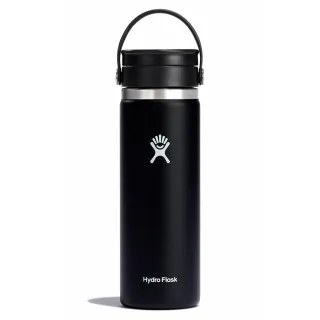 【Hydro Flask】20oz/592ml 寬口旋轉咖啡蓋保溫杯(時尚黑)(保溫瓶)