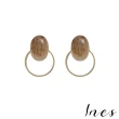 【INES】韓國設計S925銀針簡約設計感玳瑁紋寶石耳環