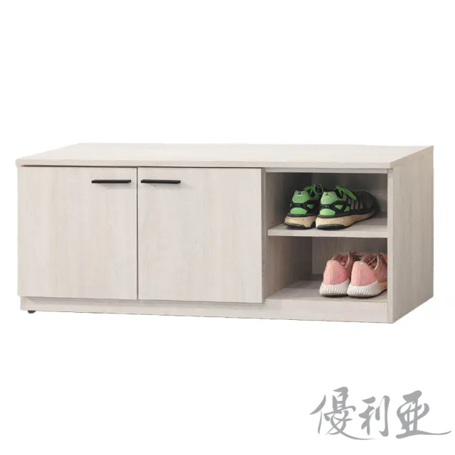 【優利亞】寶兒白雲橡色 4尺坐式鞋櫃