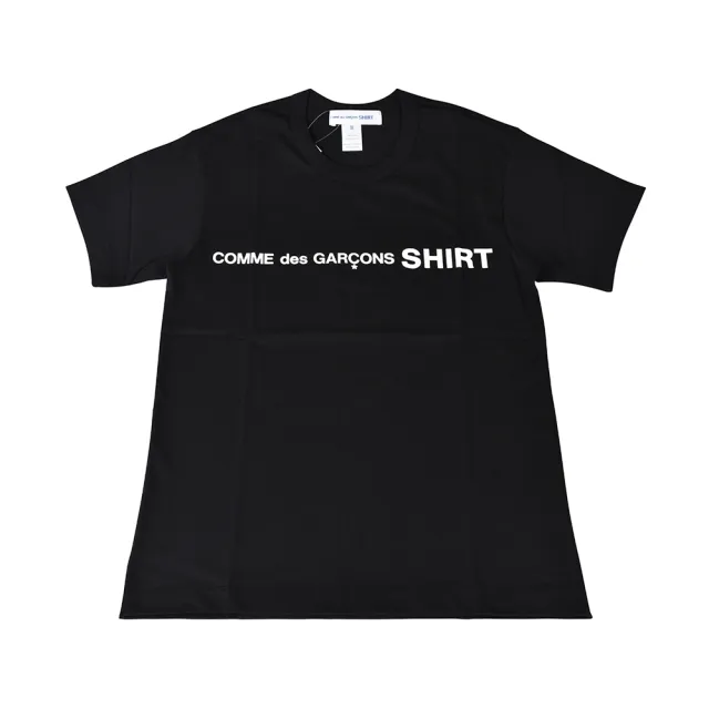 【川久保玲】COMME DES GARCONS白字印花LOGO造型純棉短袖T恤(XS/S/M/L/XL/黑)