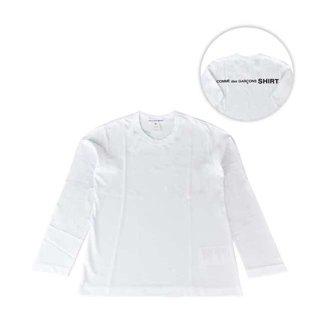 【川久保玲】COMME DES GARCONS黑字印花LOGO造型純棉長袖T恤(XS/M/L/XL/白)